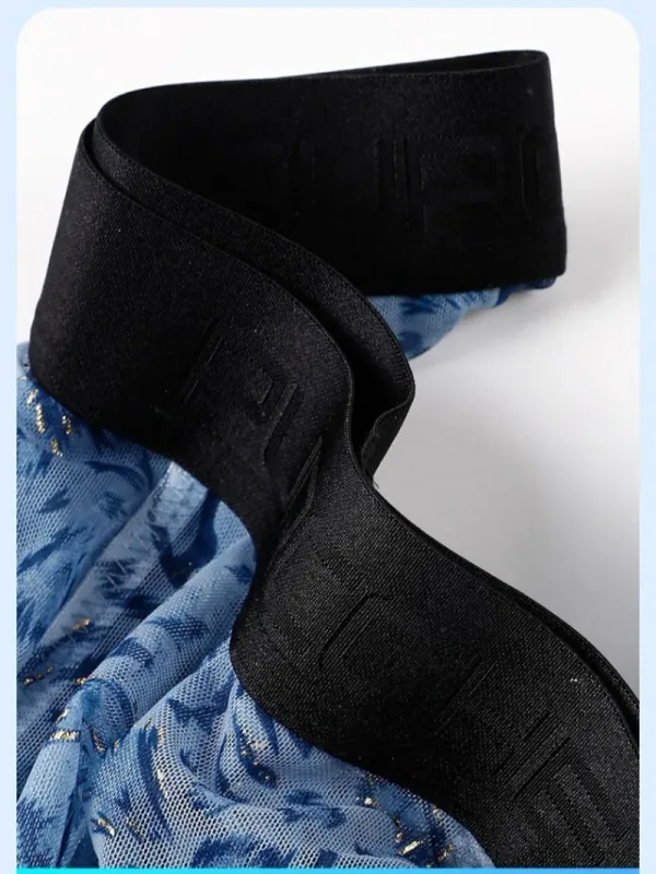 Separate Dual-Pouch-Slips für Herren, Sommer-Eisseide, durchsichtige Höschen, atmungsaktives Mesh, Leopardenmuster, für Reisen, schnell trocknende Unterwäsche — image 3
