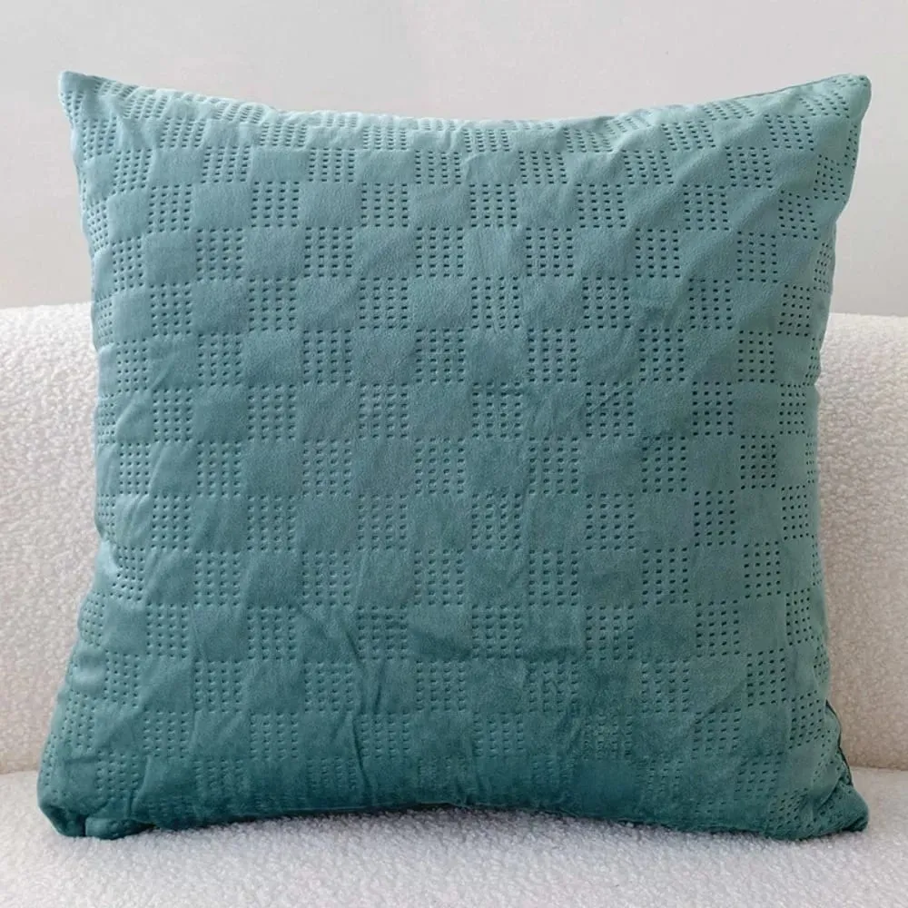 Mall Nordic Punching Process Checkered Velvet Cushion Cover 45x45cm Solid Color Decorative Throw Pillow Case for Sofa — image 3