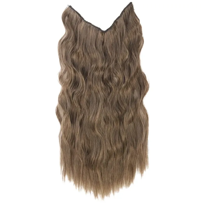 Black Halo Hair Extensions ที่มองไม่เห็นลวดปรับขนาด 22 นิ้วยาว Wavy Curly Hairpieces สำหรับผู้หญิงไม่มีคลิป — image 17