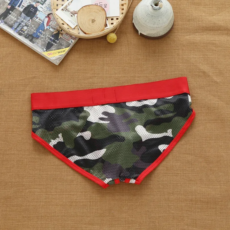 Men's nylon mesh breathable cool camouflage panties addicted youth briefs — image 14