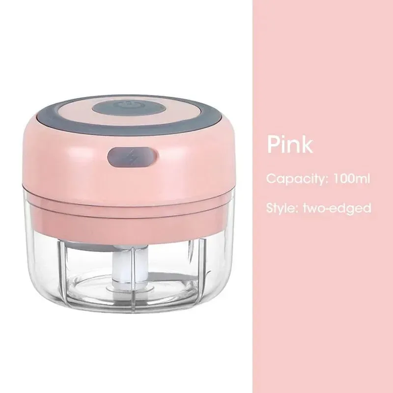 Penghancur Bawang Putih Elektrik Mini Tanpa Wayar 100ml/250ml Chopper Mudah Alih Pengecas USB Halia Cili Penghancur Sayuran Mesin Dapur — image 9