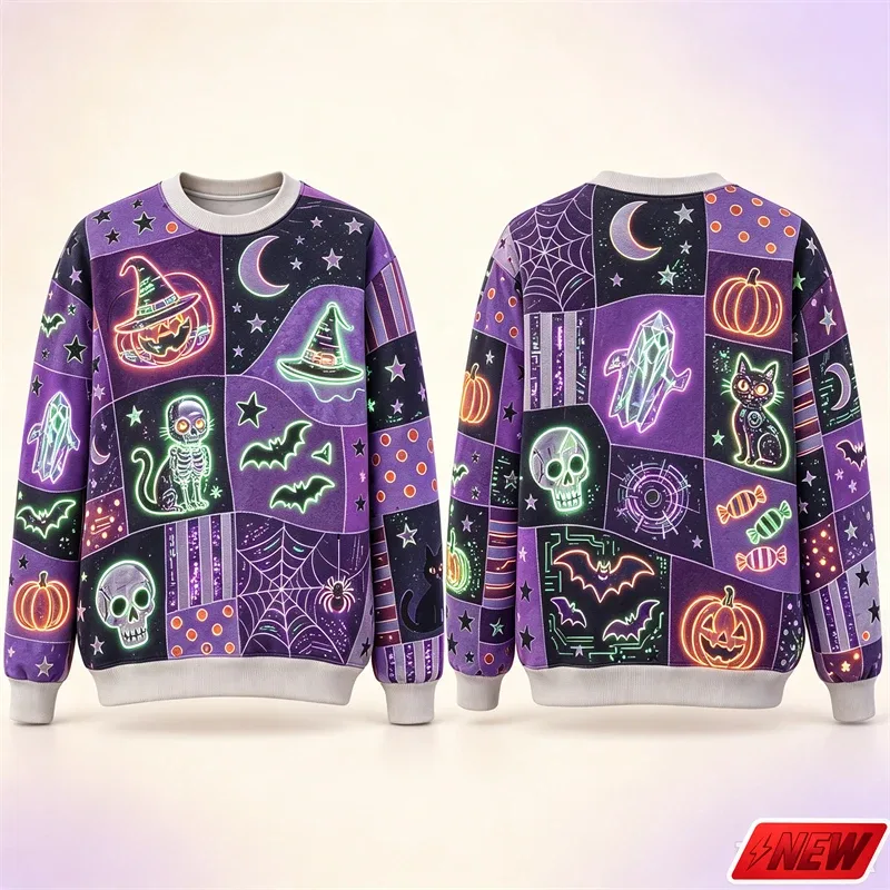 Sweat-shirt à manches longues pour hommes, motif d'épissure d'halloween, impression 3D, chat citrouille, sweat à capuche, séchage rapide, Costume de vacances, haut unisexe — image 2
