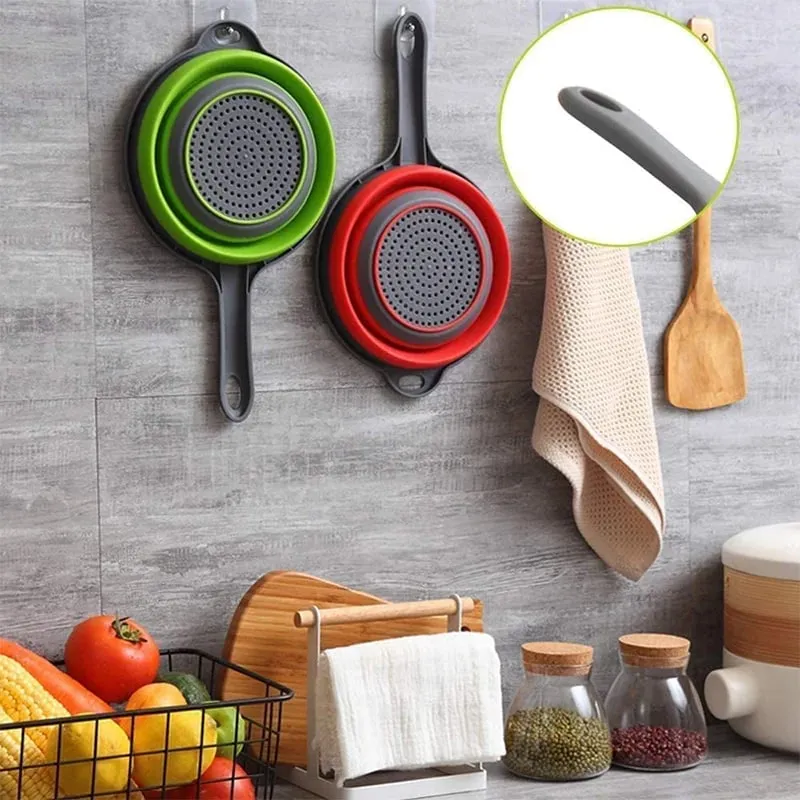 Colador plegable de silicona con mango, colador plegable de cocina para drenar Pasta, verduras, frutas, JT111 — image 6