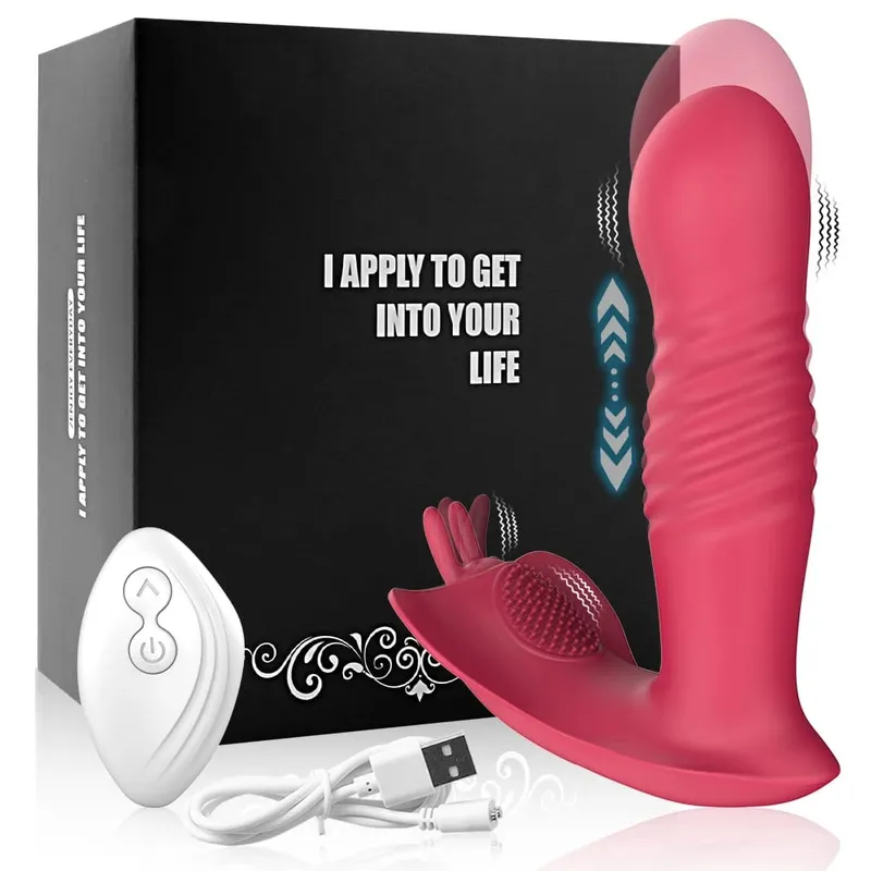 Stimolatore del clitoride delle donne del vibratore di spinta telecomandato che gira il dildo telescopico che vibra i giocattoli del sesso del prodotto degli adulti