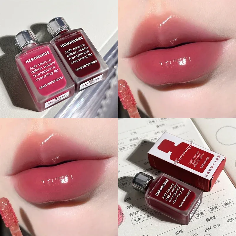 Water-Glow Mirror Lip GLOSS Long Lasting Moisturizing Hydrating Lip Tint แต่งหน้า Skin-Brightening ลิปสติกผู้หญิงเกาหลีเครื่องสำอาง — image 11