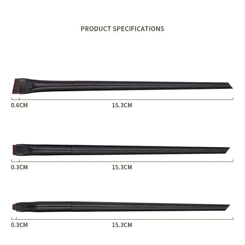 3 ชิ้น/เซ็ตใบมีดแปรงอายไลเนอร์แปรงคิ้วแบบพกพาแบน Fine Eye Liner Brow Contour แปรงแต่งหน้าแปรงแต่งหน้าชุด — image 2