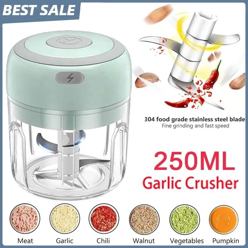 250/100ML hachoir à ail USB charge puissant Mini hachoir à ail électrique Portable broyeur à ail cuisine hachoir alimentaire unisexe — image 1