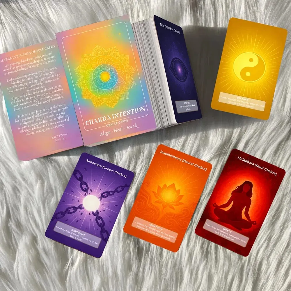 50 Card Deck περιλαμβάνει 1 Instructional Cards Chakra Intention Oracle Self-Connection & Energy Adjustment Practices — image 6