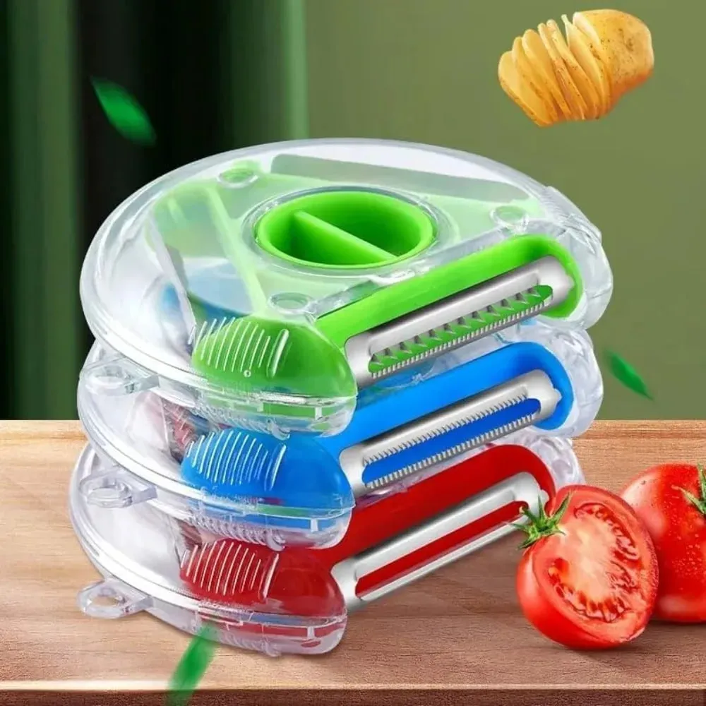 Küche 3 in 1 Schäler Rotary Mehrzweck Edelstahl Kartoffelschäler Slicer Reibe Shredder Gemüse Obst Schäler — image 5