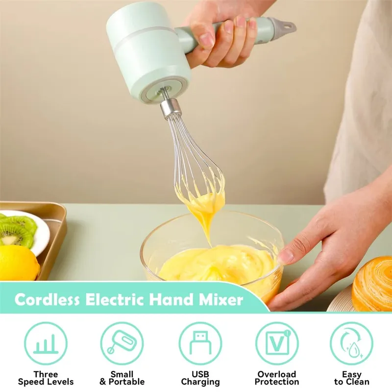 Tragbarer Mixer Mixer Küchengeräte Handmixer Elektrische Küchenmaschinen Set Milchaufschäumer Schneebesen Kuchen Backen Knetmixer — image 5