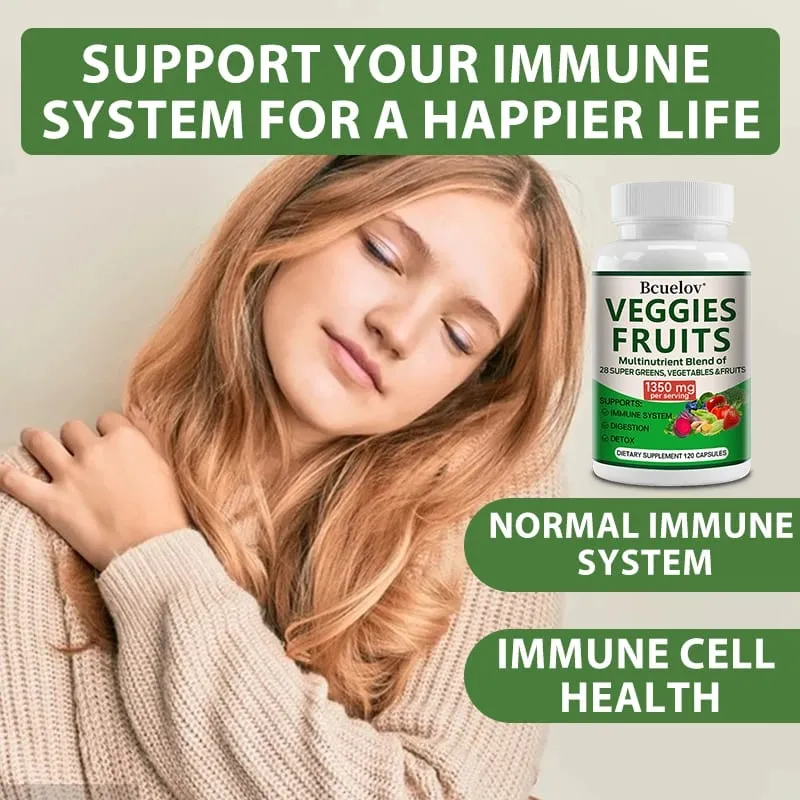1350mg Fruit and Vegetable Supplement - 28 Complex Nutrients - Boosts Digestion Detoxification and Immune Support — image 3