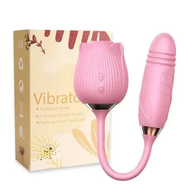Penggetar Menjilat Mawar untuk Wanita Perangsang Kelentit Puting Pengurut Dildo Tujahan 2 dalam 1 Mainan Seks untuk Wanita Produk Seks Dewasa — image 11