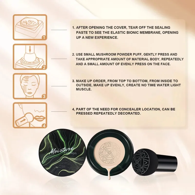 Mushroom Head Air Cushion BB Cream Moisturizing Concealer Lasting Nude CC Liquid Foundation Even Skin Tone Makeup Base Primer