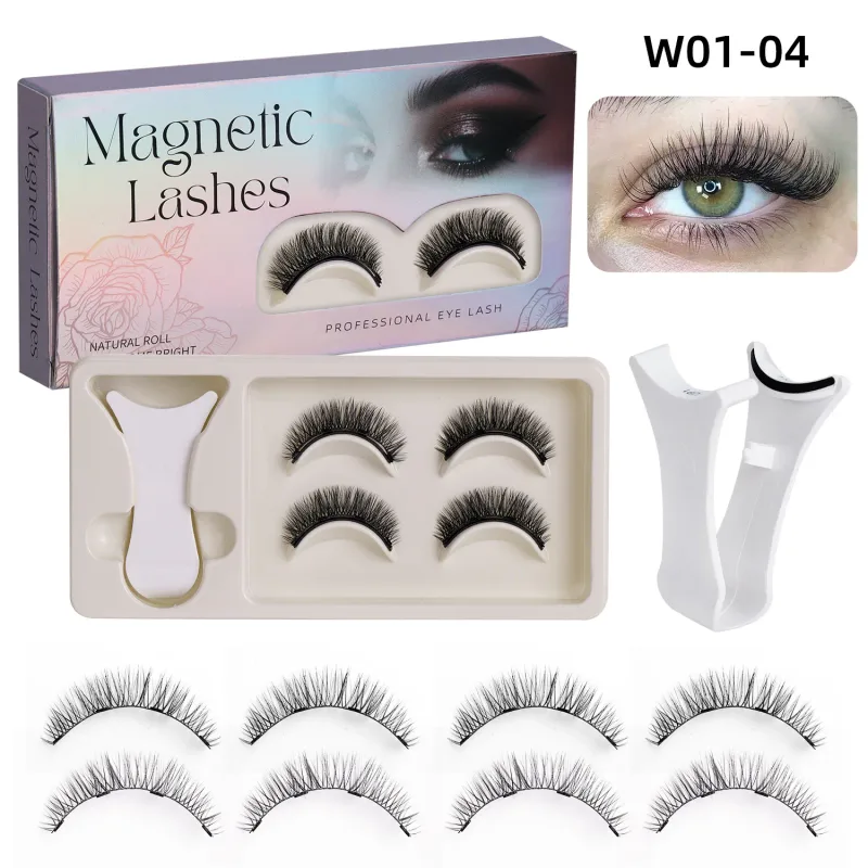 Ciglia magnetiche 2 paia Ciglia finte naturali 3D Set trucco occhi riutilizzabile facile da indossare Ciglia senza colla — image 8