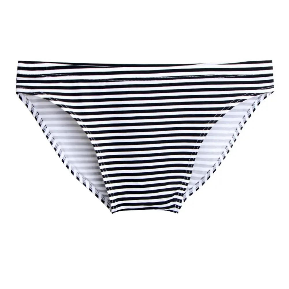 Men Stripe Briefs High Stretchy Soft No Pouch Narrow Side Sissy Underwear Pantie Breathable Daily Wear Triangle Panties