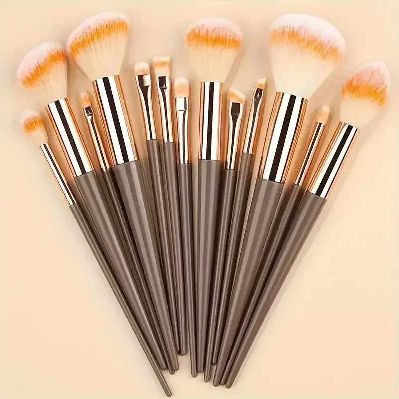 Conjunto de pincéis de maquiagem, 13 peças, sombra, base, iluminador, blush, corretivo, feminino, ferramenta de beleza macia, esponjas de beleza, polegar — image 20