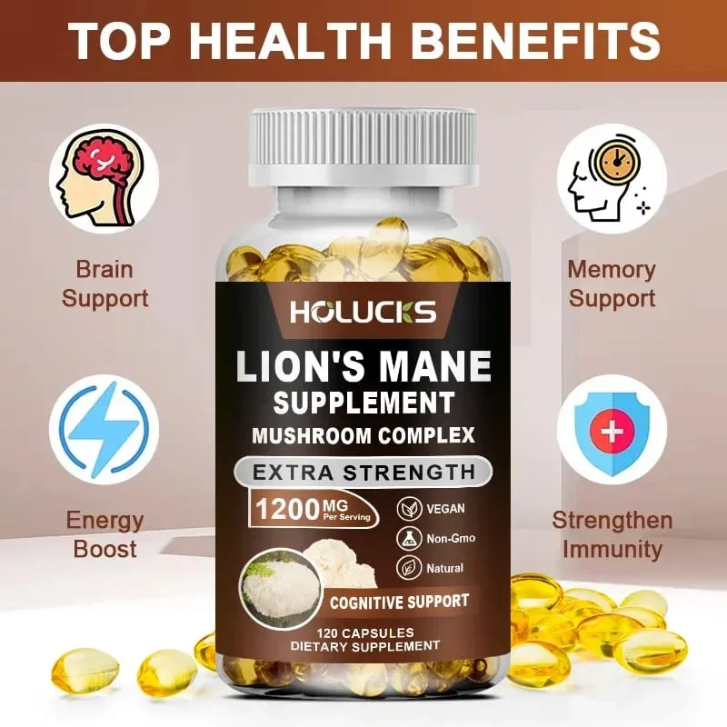 Premium Lion's Mane Mushroom Extract Supplement for Anxiety & Depression Calm Focus & Wellbeing Energy & Stress Non-GMO — image 3