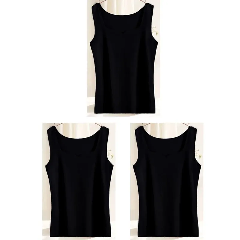 3 stücke Frauen Thermische Tops Mädchen Spurlose Einfarbig Weste Basis Schicht Warme Tank Top Herbst Winter Weibliche Sexy Dünne leibchen — image 12
