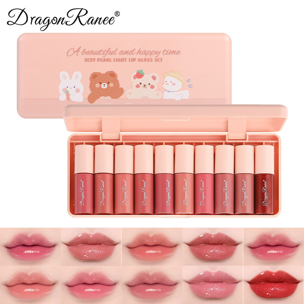 10 Pz/scatola Mini Lip Gloss Set Impermeabile Del Fumetto Lip Smalto di Lunga Durata Idratante Specchio Rossetto Liquido Cosmetico Labbra Trucco — image 5
