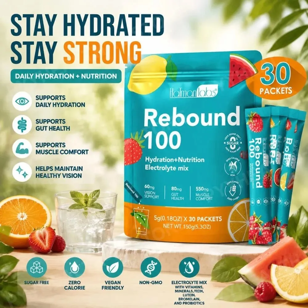 Hatmanlabs Rebound 100 Electrolyte Mix Pulver Sockerfri med Kalium Magnesium Zink Stöder muskelkomfort 30 paket — image 2