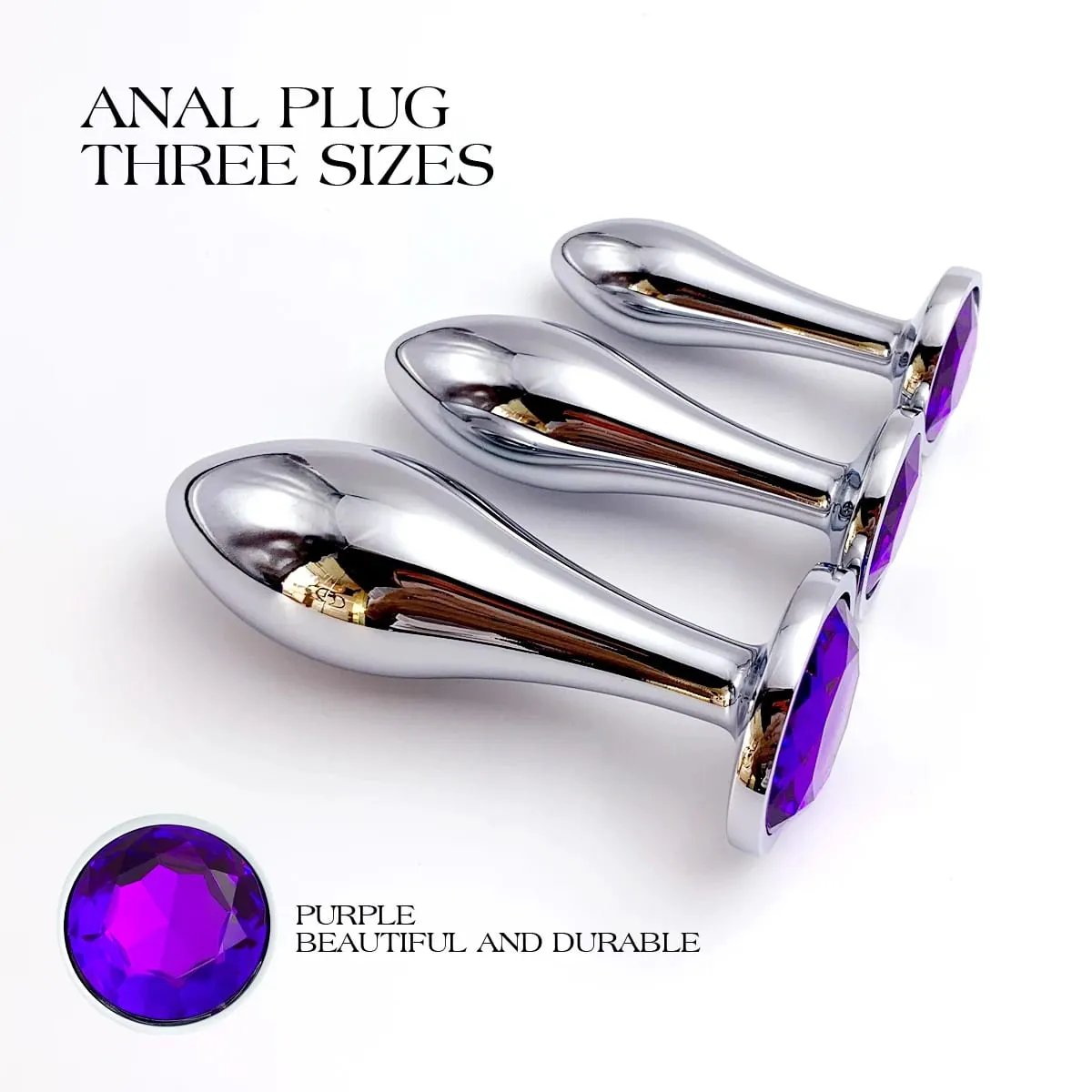 1 ชิ้นโลหะ Anal Plug สามขนาดอัญมณีฐานนวด G-Point ผู้ใหญ่ Pleasure Sex Toy สำหรับ Sexual Wellness — image 3