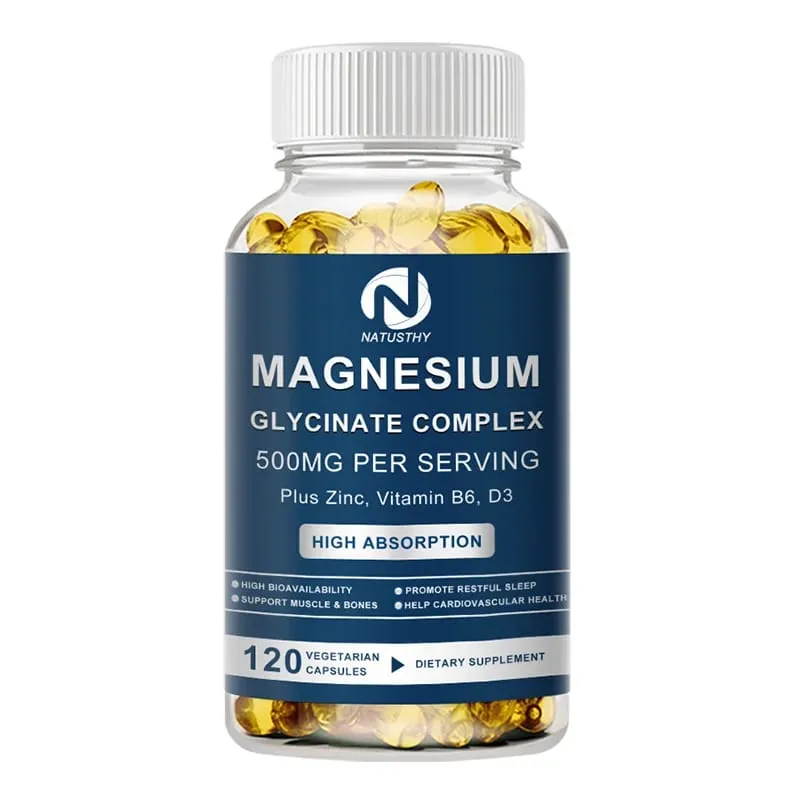 Magnesium Glycinate Capsules with Zinc for Sleep Quality Muscle Recovery Heart Brain Health