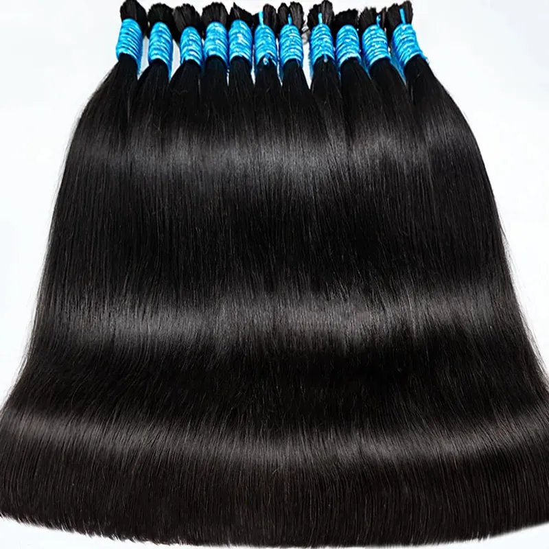 No Weft 100% Real Human Hair Extensions Remy Human Hair Bulk Unprocessed Natural Black Virgin Indian Hair Braiding for Women — image 17
