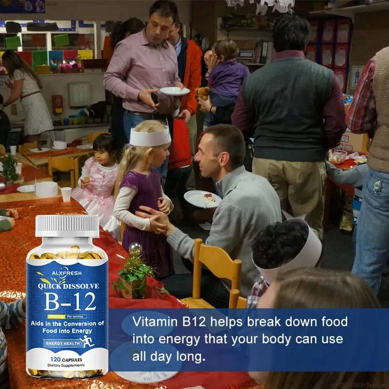 Vitamin-B12-Kapseln unterstützen zelluläre Anämie, Energieproduktion, bekämpfen Müdigkeit, psychische Gesundheit, Stimmungsstabilität und bewahren die Nerven — image 2