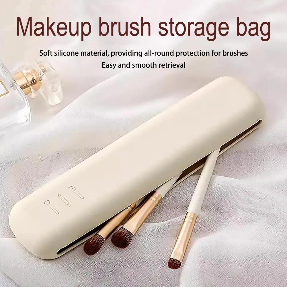 Silicone Cosmetic Brushes Storage Bag Travel Makeup Brush Holder Makeup Sponge Case Portable Makeup Tools Organizer — image 2