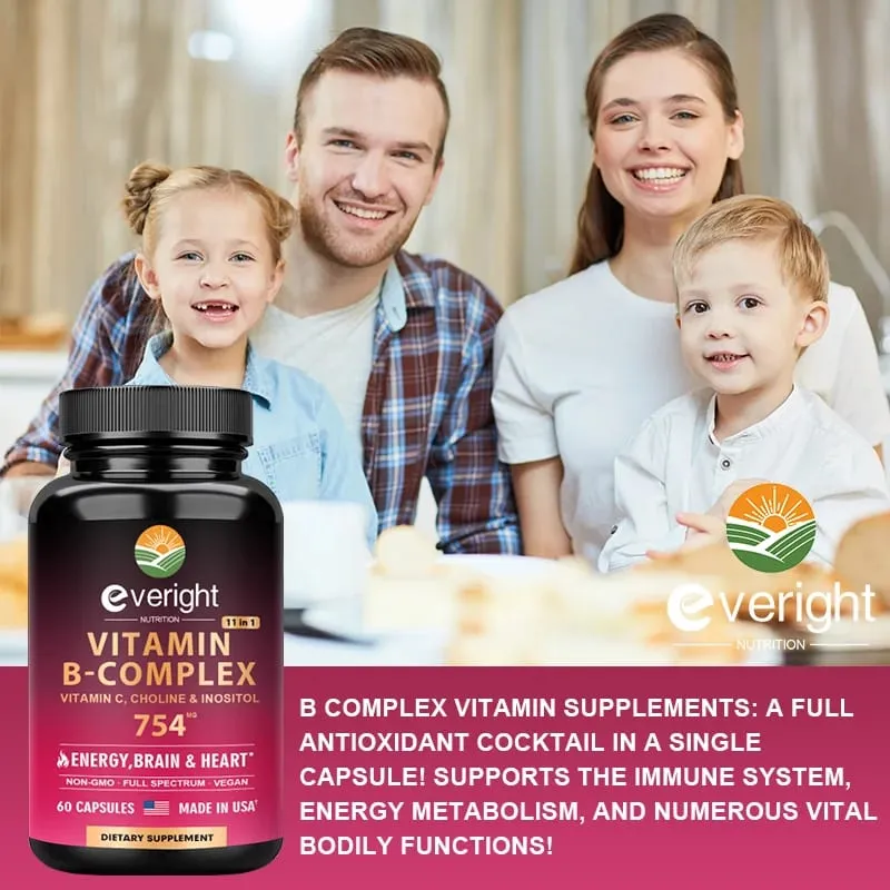 Complexo de vitamina B para suporte energético do cérebro e do coração - com B1 B2 B3 B5 B6 B7 B8 B9 B12 com vitamina C Colina Inositol — image 5