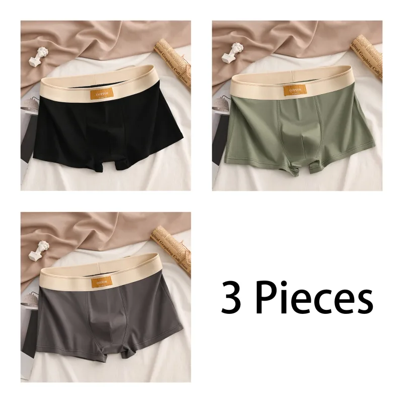 Boxer da uomo in cotone di alta qualità 3 pezzi Boxer sportivi morbidi e sani Casual alla moda Pantaloncini da uomo alla moda Biancheria intima
