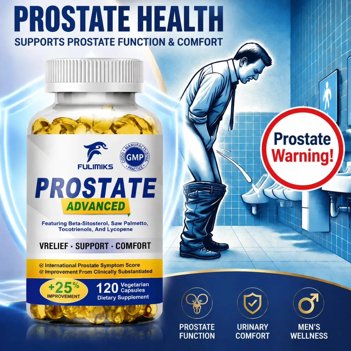 Advanced Saw Palmetto Capsules สำหรับชายสนับสนุนผมกระเพาะปัสสาวะทางเดินปัสสาวะ & สุขภาพต่อมลูกหมากลดตอนกลางคืนห้องน้ำ Trips — image 1