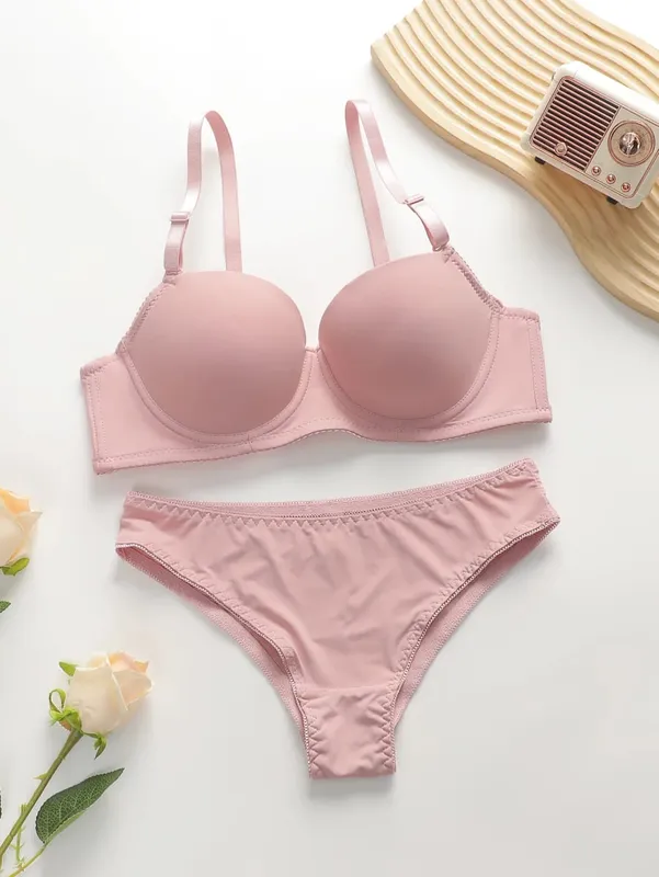 Hot selling warna solid set seluar dalam 2 helai pelbagai warna set bra empat musim setiap hari selesa dipakai Lingerie seksi 2611 — image 10