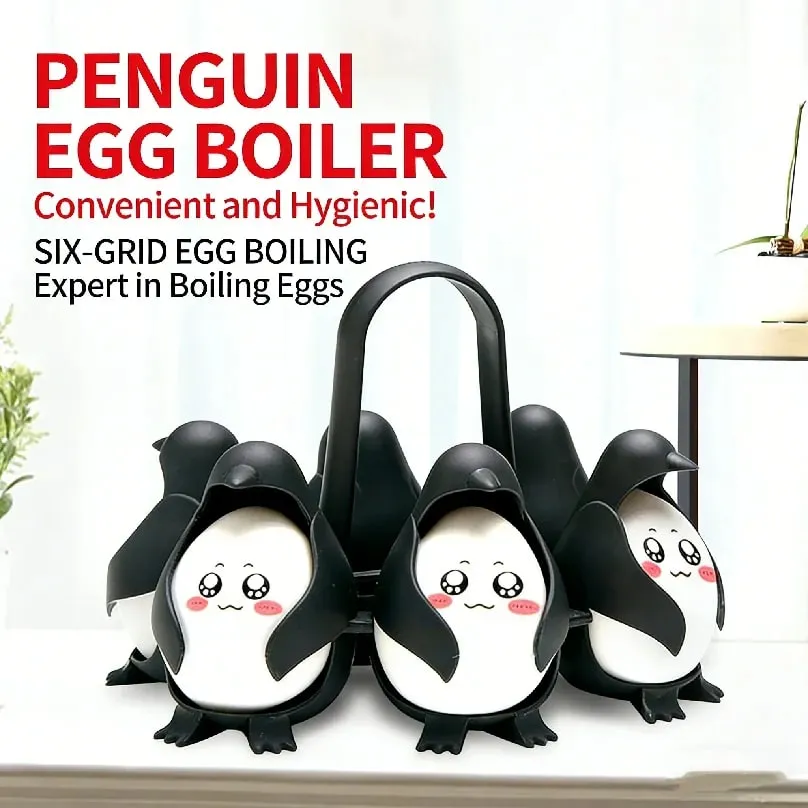 Niedlicher Pinguin-Eierkocher für Küchenhelfer, Eierkochwerkzeug, Eierdampfgarer mit Griff zum Kochen von Eiern — image 3