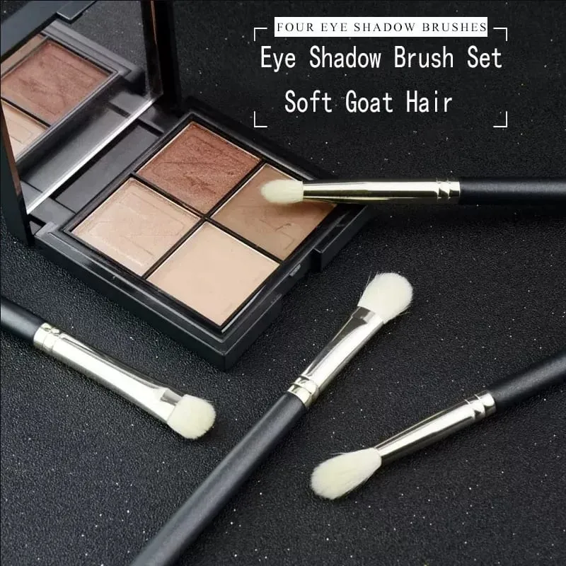 4ks make-up štětec na oční stíny plochý oční stíny stínítko záhyby štětce na oční stíny kozí vlasy tekutý krém na pudrový make-up — image 2