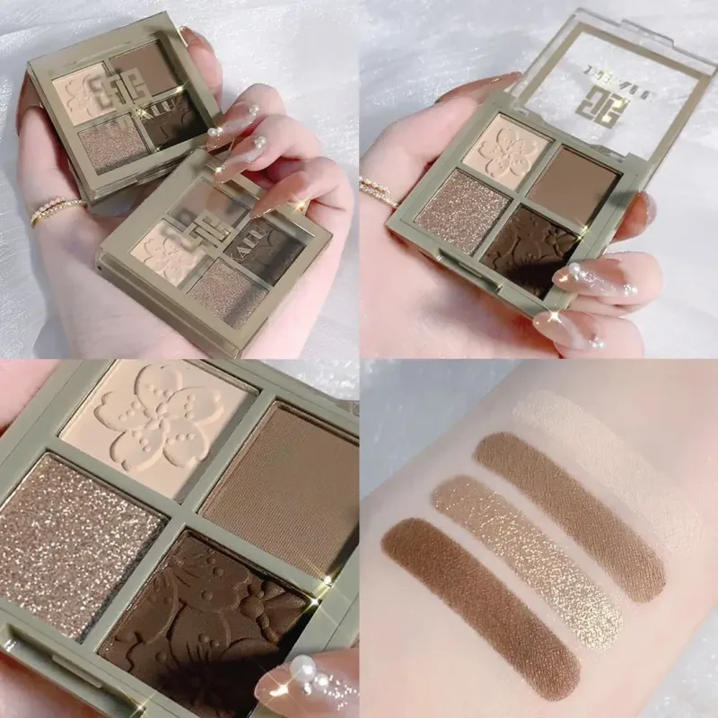 3/4 Colors Milk-Tea Eyeshadow Palette Professional Highlight Shimmer Brightening Long Lasting Eye Shadow Eye Makeup Eye Cosmetic