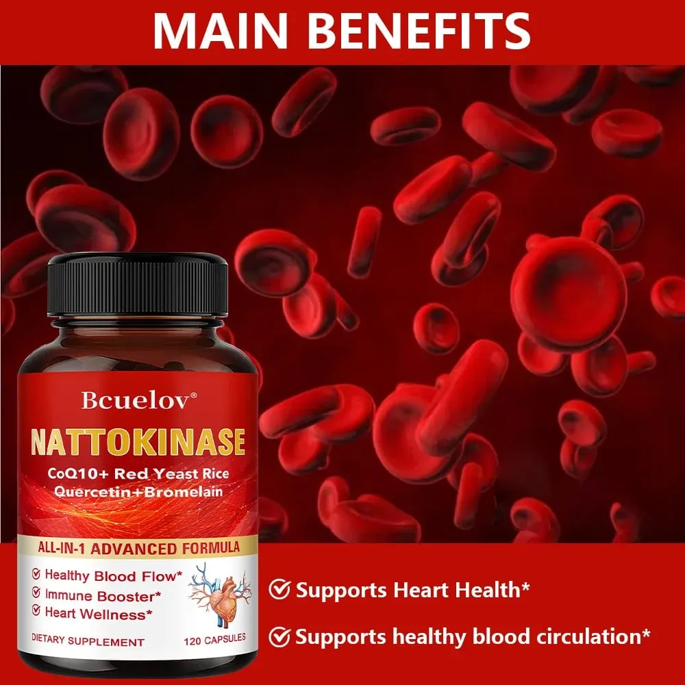 Red Yeast Rice Capsules - with CoQ10 Benefits Cardiovascular Blood Circulation Heart Health and Energy Production — image 3