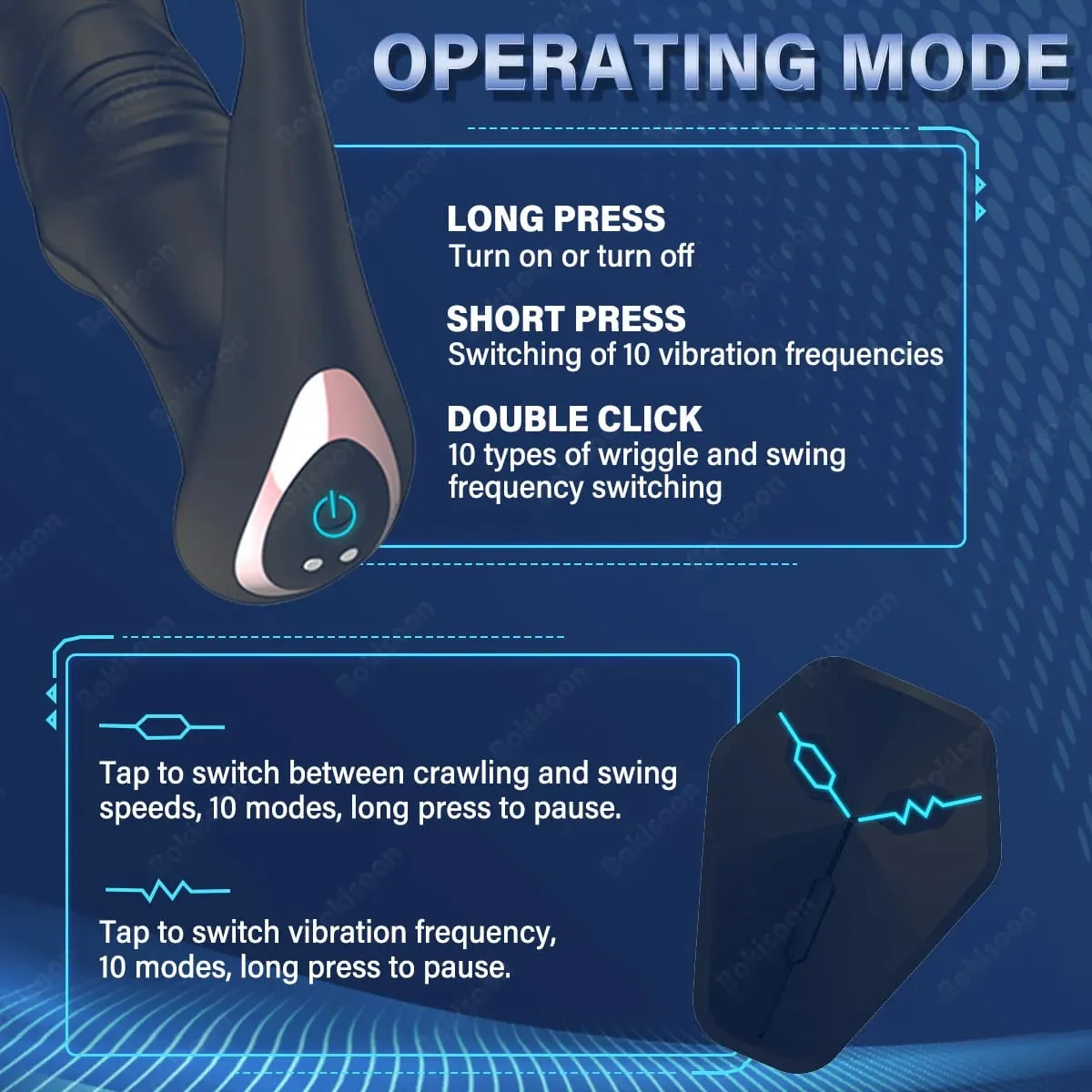 Bokisoon Massaggiatore prostatico Vibratore anale 9 Dimenando Spinte con Cock Ring Butt Plug Giocattoli sessuali telecomandati P Massaggiatore sportivo — image 6