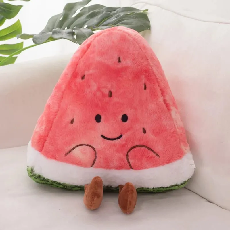 23/45 cm carino fetta di anguria peluche cuscino viso sorridente carino triangolare frutta cuscino rosso con gambe peluche decorazione regalo — image 11