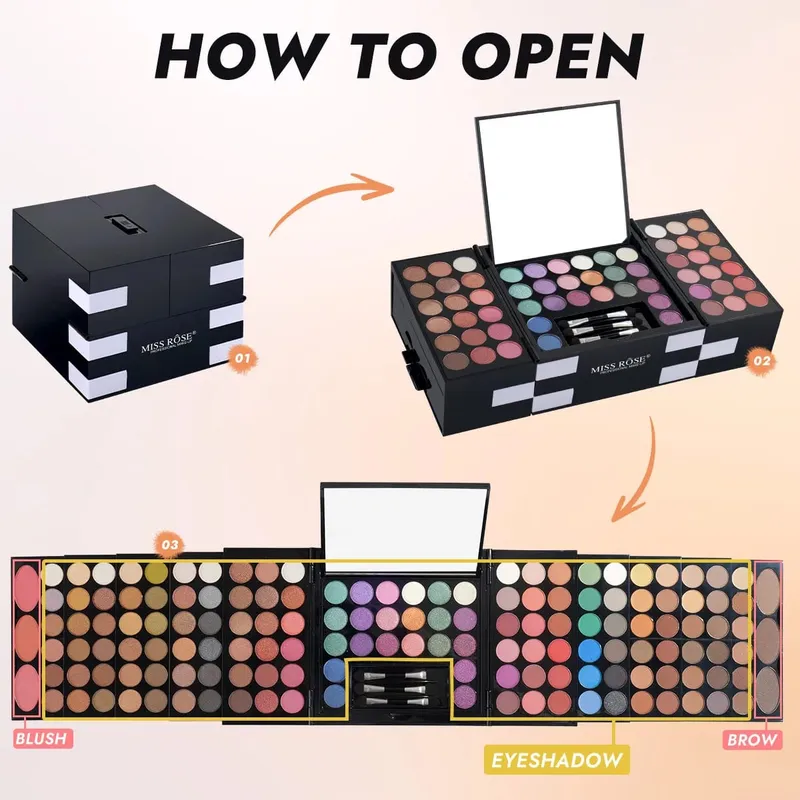 Multi-functional Makeup Box With Mirror Pro Eye Shadow Palette Set For Stage Make up Practical Cosmetic Kit For Makeup — image 5