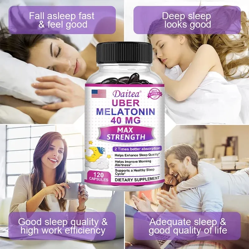 Les capsules Daitea Super Melatonin-40 mg contiennent de la vitamine C vous aident à vous endormir plus rapidement, à soulager l'insomnie et à améliorer la qualité du sommeil. — image 4