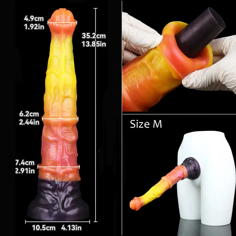 Dobbeltlags silikone Fantasy Dog Knot Dildo Blå Butt Plug med Sucker Anal Dilator Onanere Sexlegetøj til Voksen 18+