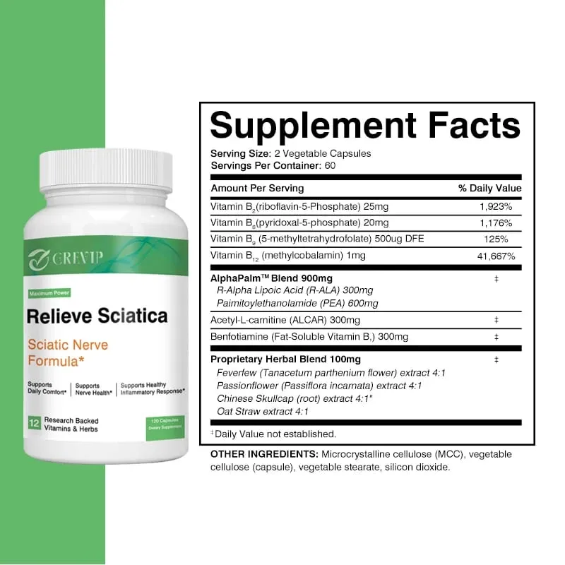 Soutien à la santé du nerf sciatique – Aide à soulager les douleurs articulaires. Soutient le système nerveux quotidien. La santé des os et des nerfs équilibre l'inflammation. — image 3