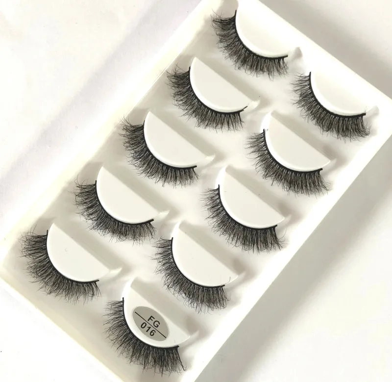 5 Pasang Bulu Mata Mink Buatan Tangan Bulu Mata Palsu Pendek Lebat Asli Bulu Mata Berantakan Panjang Bulu Mata Makeup Peringkat Boleh Diguna Semula — image 29