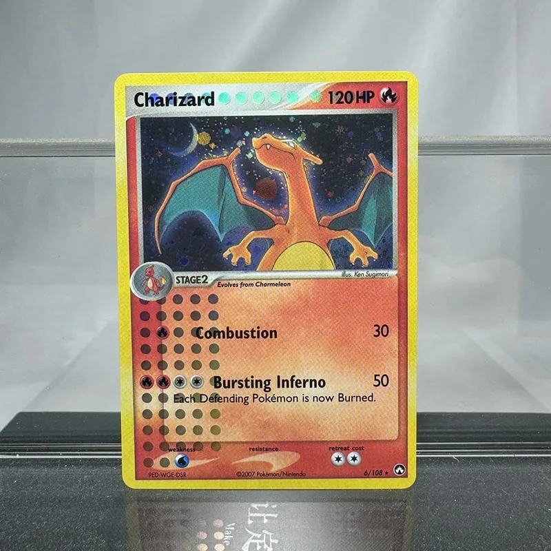 Charizard PTCG Single Collection Card 1. vydání 1996 Vmax Ex Rare Rainbow Card PKM Proxy karty Hračky Dárky — image 4