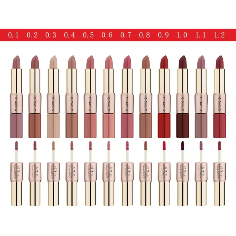 O.TWO.O 2 in 1 Matte Lippenstift Lipgloss Kosmetik Wasserdicht Pintalabios Batom Mate Lippen Make-up Rouge 12 Farben Lippenstift — image 7