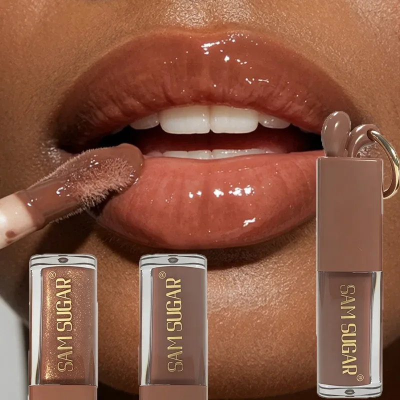 1 stk Spejl Guld Skinnende Brun Kanin Lip Gloss Fugtgivende Plumping Lip Gloss Flydende Læbestift Mat Chokolade Brun Lip Tint Tone — image 4