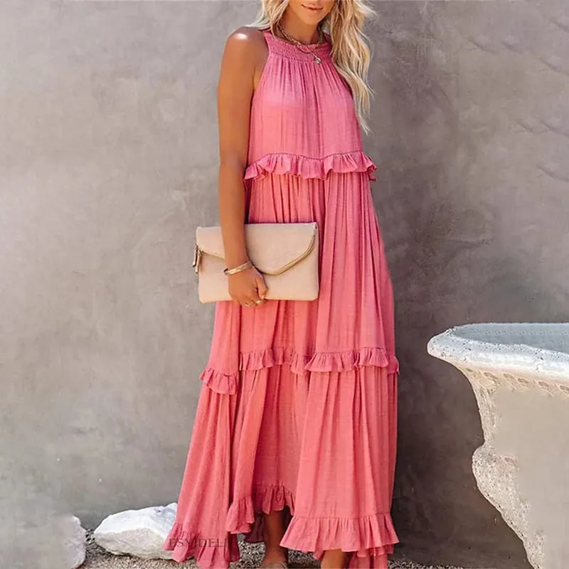 ผู้หญิงสบายๆ Ruffles ชุดยาวฤดูร้อน Elegant Sundress Elegant Harajuku Maxi ชุด Beach Party ชุดราตรี Vestido — image 20