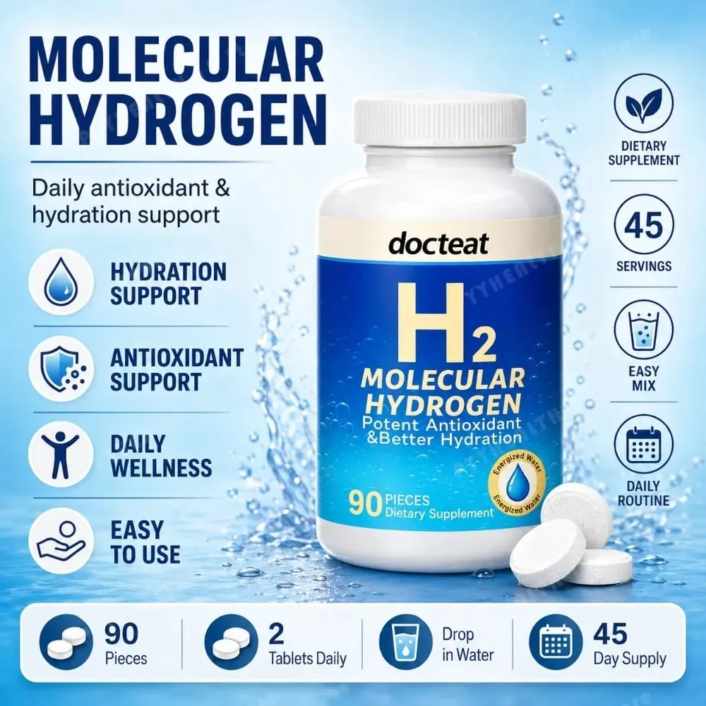 90 adet H2 Moleküler Hidrojen Su Tabletleri Magnezyum ile 160 mg Efervesan İçecek Takviyesi Seyahat Spor Salonu Ev Hidrasyon