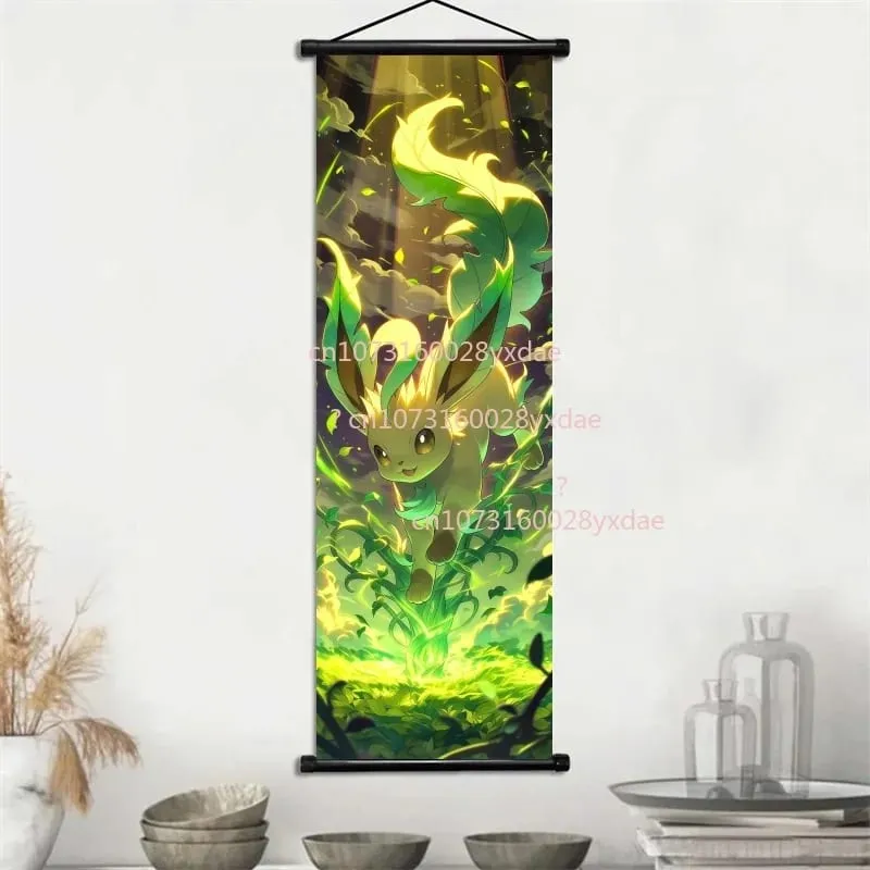 Anime-gedrucktes Pokemon-Poster, Cartoon-Wandkunstwerk, Gengar, Eichhörnchen, Bulbasaur, Pikachu, Hängerolle, Familienzimmer-Dekoration — image 4